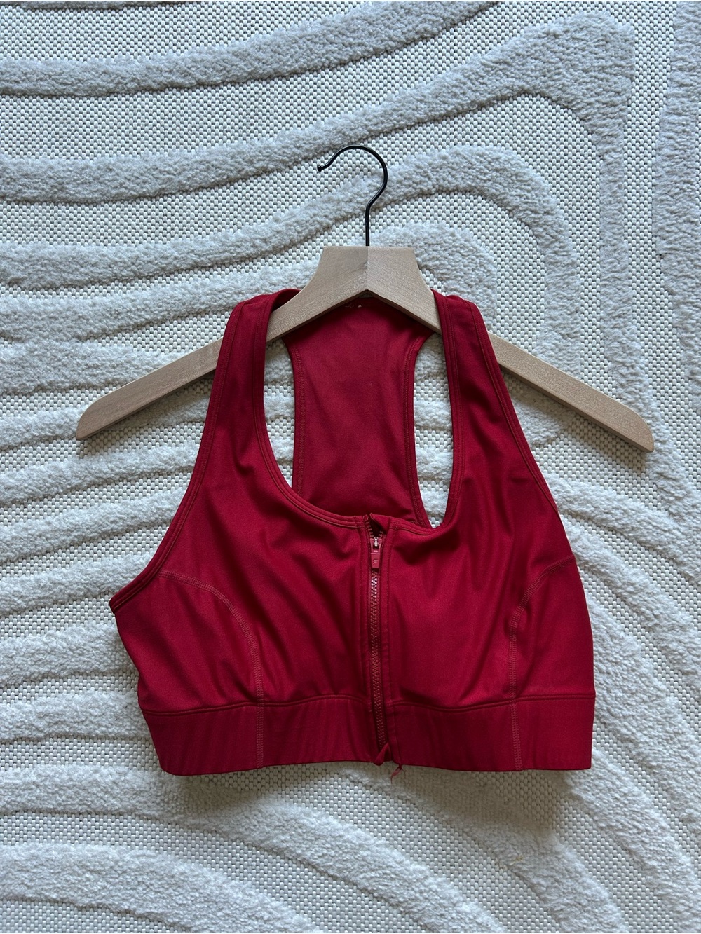Fabletics Red Front-Zip Racerback Sports Bra
